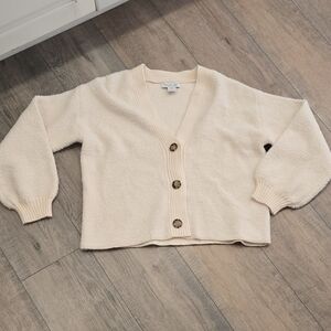 Rachel Zoe Cream Button-Up Cardigan